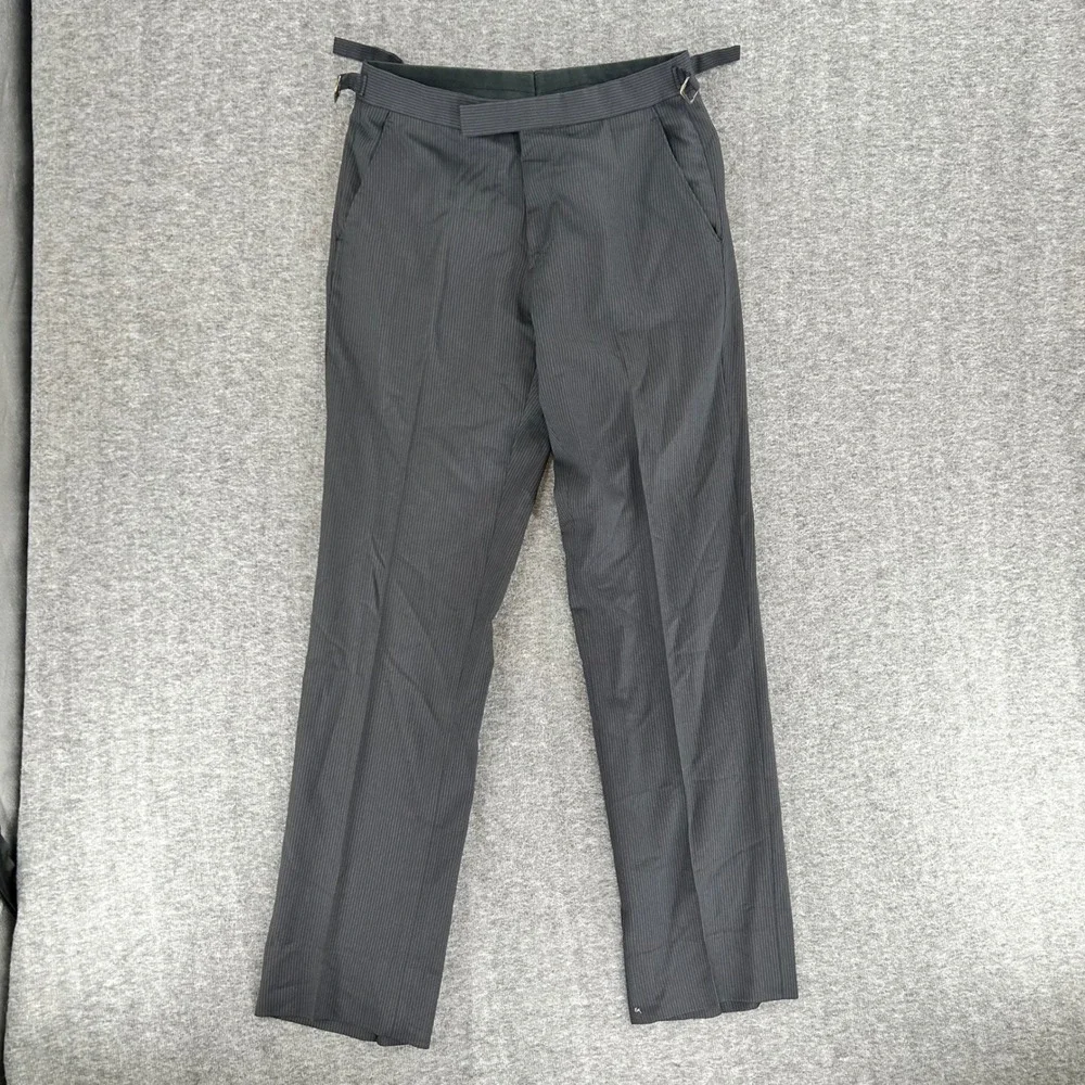Ralph Lauren Black Label Mens 31 Wool Pinstripe Trousers Italy Grey Fits 30x30.5